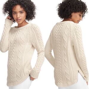 LL Bean Signature Cotton Fisherman’s Tunic Sweater in Ivory Size XXS